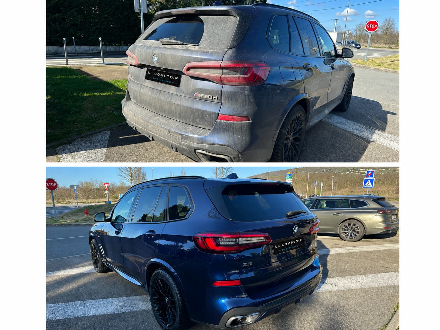 BMW X5 avant et après nettoyage extérieur (face arrière), Le Comptoir du Detailing