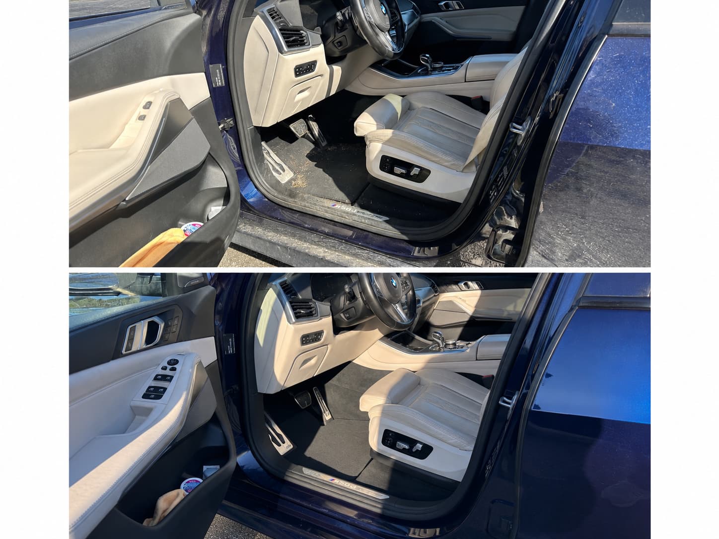 Habitacle BMW X5 avant et après nettoyage intérieur, Le Comptoir du Detailing